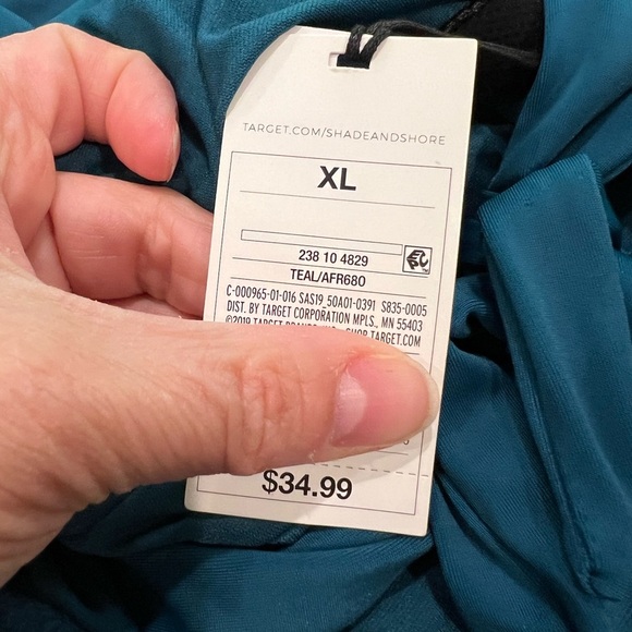 Shade & Shore Teal Once Piece Bathing Suit Size XL Tie Neck and Back - Picture 7 of 13